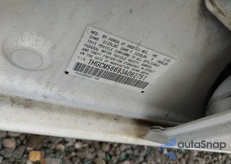 2003 Honda Accord 2.4 Ex из США, поврежденный, VIN 1HGCM56693A062751